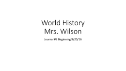 World History Mrs. Wilson