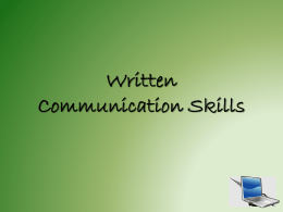 Written Communication Skills Objectives