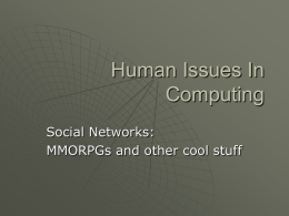 Human Issues In Computing - Department of Computer Science