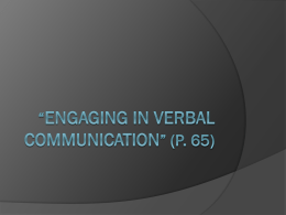 Engaging in Verbal Communication
