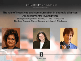 The role of incentives and communication in strategic alliances: An