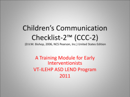 Children`s Communication Checklist-2™ (CCC