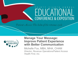 Manage Your Message - National Association of Healthcare Access
