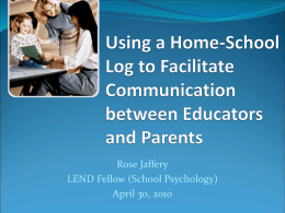 Using a Home-School Log to Facilitate Communication between