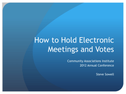 How to Hold Electronic Meetings and Votes
