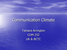 Communication Climate - Interpersonal Communication at BCTC