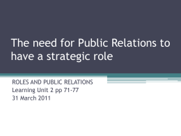 LU 2 Need for Strategic Role in Public Relations