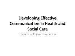 Developing Effective Communication in Health and