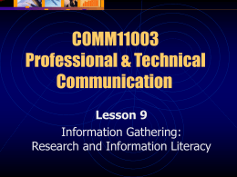 COMM11003 Professional & Technical Communication