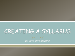 CREATING A SYLLABUS