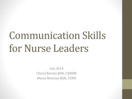 Communication Skills for Nurse Leaders