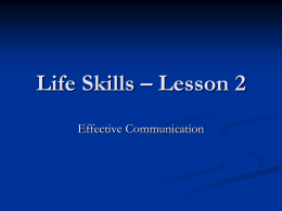 Life Skills – Lesson 2 - Ellsworth Community School