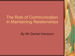 The role of communication in maintaining relationships
