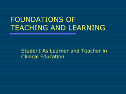 FOUNDATIONS OF TEACHING AND LEARNING