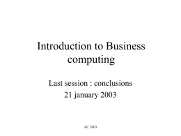 Introduction to Business computing