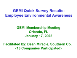 GEMI Quick Survey Results: Employee Environmental