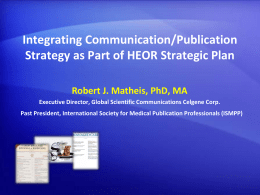 Integrating Communication/Publication Strategy as Part of