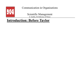 Communication in Organisations Scientific Management S