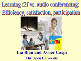 Audio conferencing_f2f learning, Blau and Caspi, Chais 2008