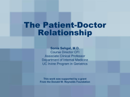The Patient-Doctor Relationship