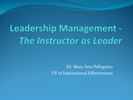 Leadership Management - The Instructor as a Leader