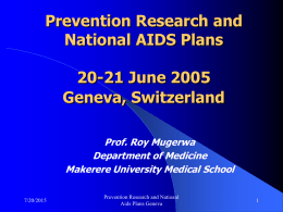 Creating National and Regional Frameworks to Support HIV