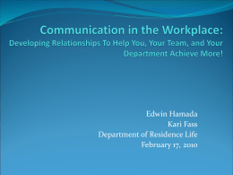 Communication in the Workplace: Developing Relationships