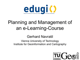 Planning and Management of an eLearning