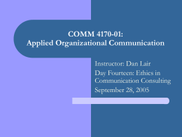 COMM 4170-01: Applied Organizational Communication