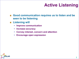 Active Listening - Stellar Leadership
