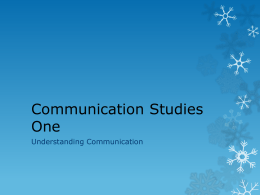 Communication Studies One
