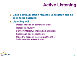 Active Listening - Stellar Leadership