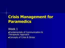 Crisis Management of Paramedics