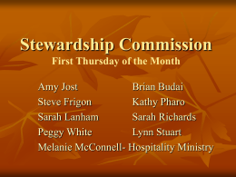 Stewardship Commission First Thursday of the Month