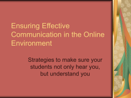 Ensuring Effective Communication in the Online Environment