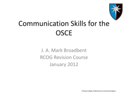 Communication skills for OSCE - the Royal College of Obstetricians
