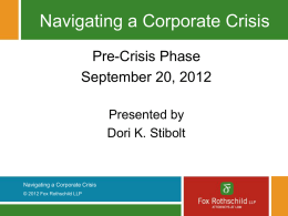 Navigating a Corporate Crisis
