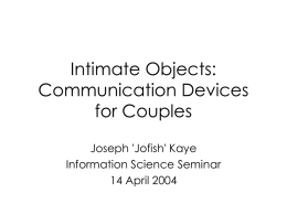Intimate Objects: Communication Devices for Couples