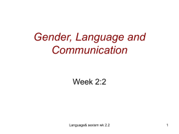 Gender, Language and Communication