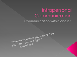 Intrapersonal Communication