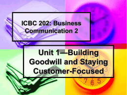 BC2 Unit 1--Goodwill and Audience Focus