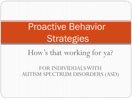 Proactive Behavior Strategies