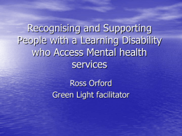 Recognising and Supporting People with a