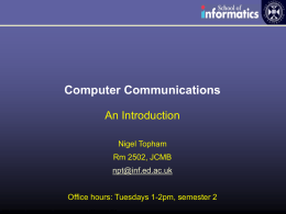 Computer Communications - School of Informatics