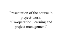 Course in “Co-operation, learning and project management