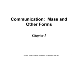Chapter 1 Communication: Mass and Other Forms