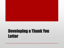 Developing a Thank You Letter - atc