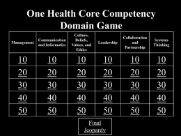 One Health Concepts and Knowledge Jeopardy