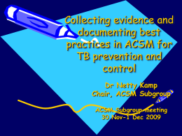 ACSM Best Practice Document