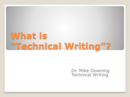 What is “Technical Writing”?